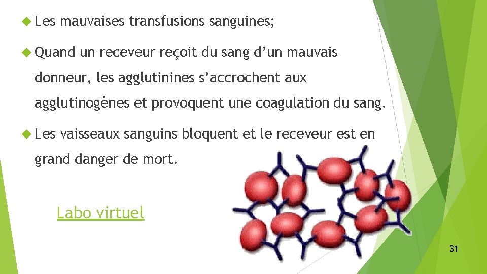  Les mauvaises transfusions sanguines; Quand un receveur reçoit du sang d’un mauvais donneur,
