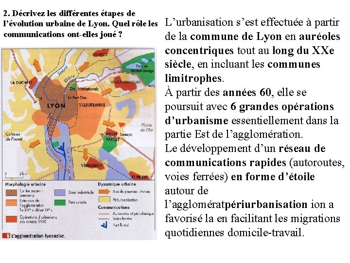 2. Décrivez les différentes étapes de l’évolution urbaine de Lyon. Quel rôle les communications 2. Décrivez les différentes étapes de l’évolution urbaine de Lyon. Quel rôle les communications