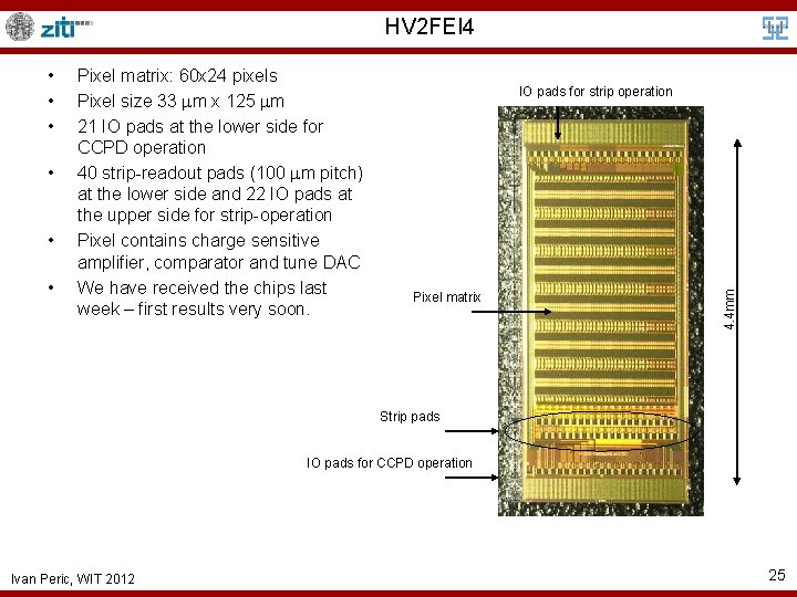 HV 2 FEI 4 • • • Pixel matrix: 60 x 24 pixels Pixel