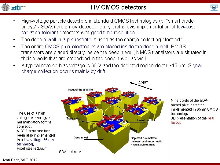 HV CMOS detectors • • High-voltage particle detectors in standard CMOS technologies (or “smart