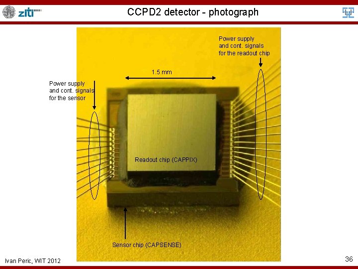 CCPD 2 detector - photograph Power supply and cont. signals for the readout chip