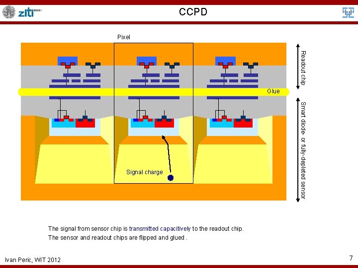 CCPD Pixel Readout chip Glue Smart diode- or fully-depleted sensor Signal charge The signal