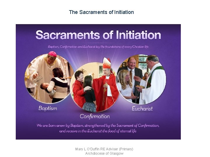 The Sacraments of Initiation Mary L O'Duffin RE Adviser (Primary) Archdiocese of Glasgow 