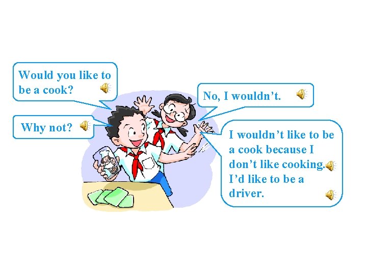 Would you like to be a cook? Why not? No, I wouldn’t like to