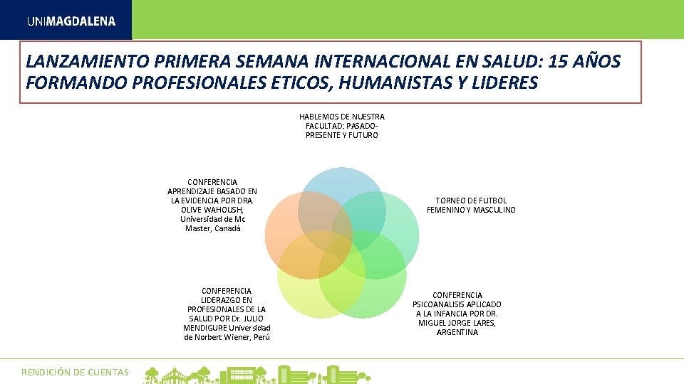 LANZAMIENTO PRIMERA SEMANA INTERNACIONAL EN SALUD: 15 AÑOS FORMANDO PROFESIONALES ETICOS, HUMANISTAS Y LIDERES LANZAMIENTO PRIMERA SEMANA INTERNACIONAL EN SALUD: 15 AÑOS FORMANDO PROFESIONALES ETICOS, HUMANISTAS Y LIDERES