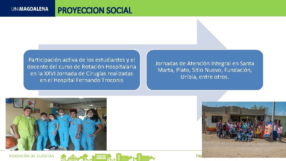 PROYECCION SOCIAL Participación activa de los estudiantes y el docente del curso de Rotación PROYECCION SOCIAL Participación activa de los estudiantes y el docente del curso de Rotación