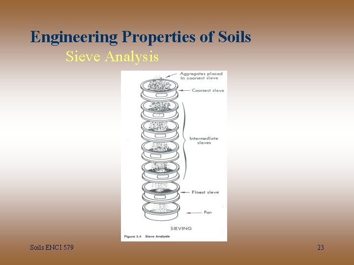 Engineering Properties of Soils Sieve Analysis Soils ENCI 579 23 