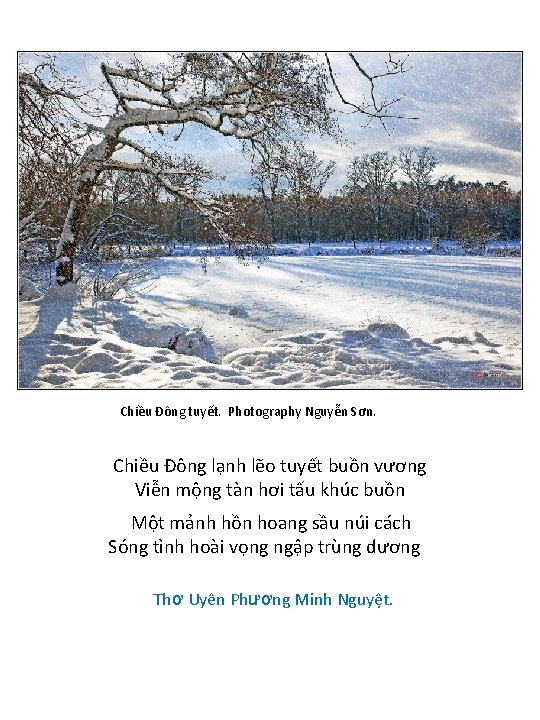 Chiều Đông tuyết. Photography Nguyễn Sơn. Chiều Đông lạnh lẽo tuyết buồn vương Viễn