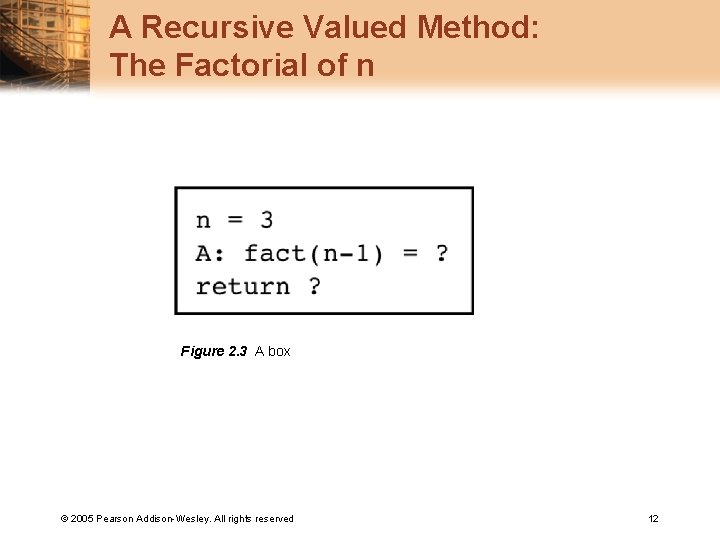 A Recursive Valued Method: The Factorial of n Figure 2. 3 A box ©