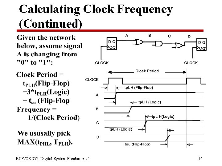 Calculating Clock Frequency (Continued) ECE/CS 352 Digital System Fundamentals 14 