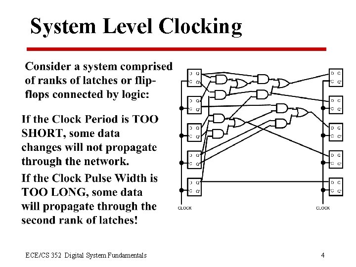 System Level Clocking ECE/CS 352 Digital System Fundamentals 4 
