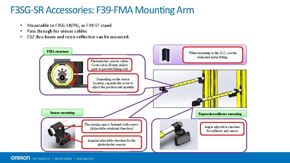 F 3 SG-SR Accessories: F 39 -FMA Mounting Arm • • • Mountable to