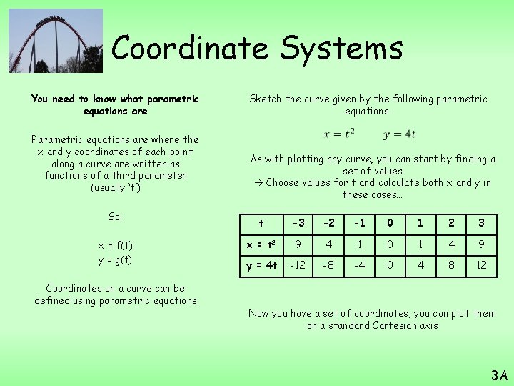 Coordinate Systems You need to know what parametric equations are Parametric equations are where