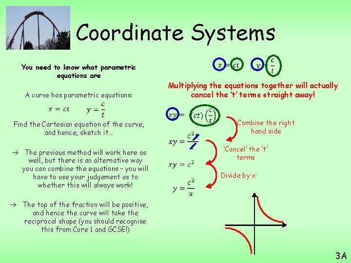 Coordinate Systems You need to know what parametric equations are A curve has parametric