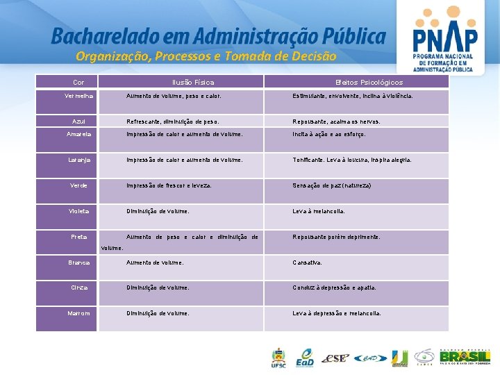 Organização, Processos e Tomada de Decisão Cor Ilusão Física Efeitos Psicológicos Vermelha Aumento de