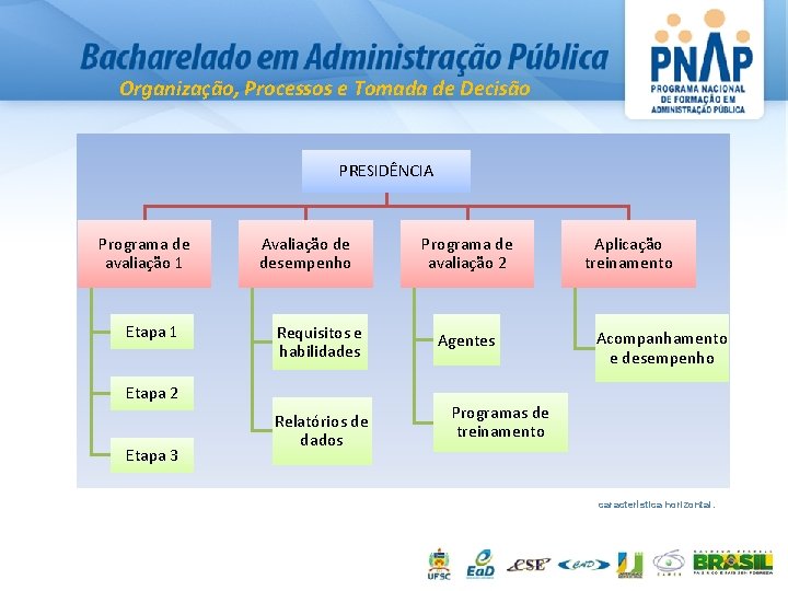 Organização, Processos e Tomada de Decisão PRESIDÊNCIA Programa de avaliação 1 Etapa 1 Avaliação