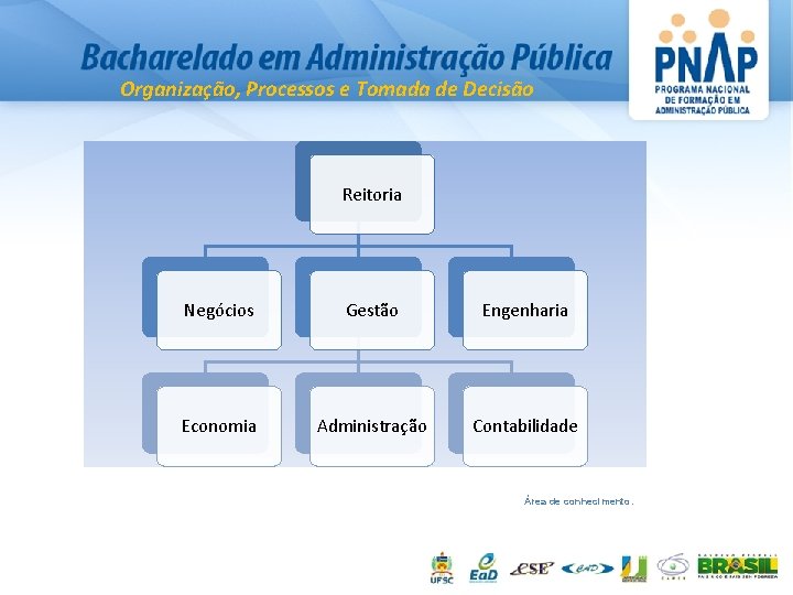 Organização, Processos e Tomada de Decisão Reitoria Negócios Gestão Engenharia Economia Administração Contabilidade Área