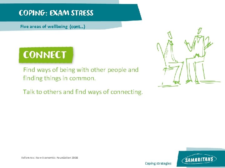 COPING: EXAM STRESS Five areas of wellbeing (cont…) CONNECT Find ways of being with