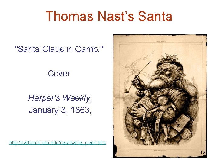 Thomas Nast’s Santa "Santa Claus in Camp, " Cover Harper's Weekly, January 3, 1863,