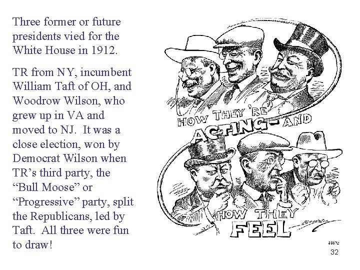 Three former or future presidents vied for the White House in 1912. TR from Three former or future presidents vied for the White House in 1912. TR from