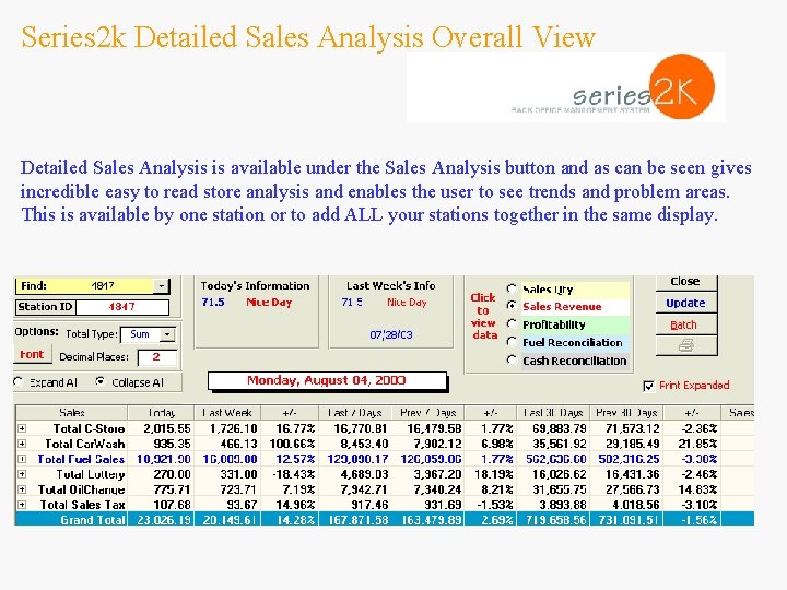 Series 2 k Detailed Sales Analysis Overall View Detailed Sales Analysis is available under