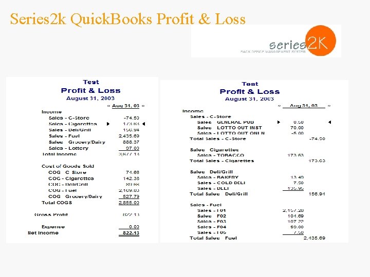 Series 2 k Quick. Books Profit & Loss 