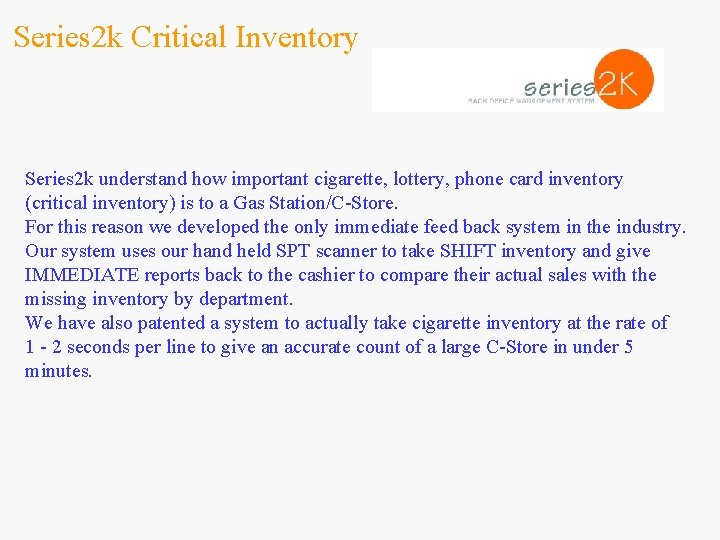 Series 2 k Critical Inventory Series 2 k understand how important cigarette, lottery, phone