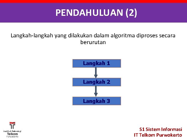 PENDAHULUAN (2) Langkah-langkah yang dilakukan dalam algoritma diproses secara berurutan Langkah 1 Langkah 2