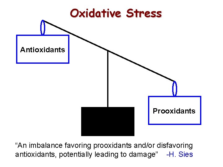 Oxidative Stress Antioxidants Prooxidants “An imbalance favoring prooxidants and/or disfavoring antioxidants, potentially leading to Oxidative Stress Antioxidants Prooxidants “An imbalance favoring prooxidants and/or disfavoring antioxidants, potentially leading to
