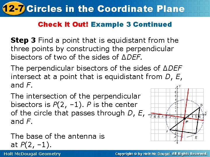 12 -7 Circles in the Coordinate Plane Check It Out! Example 3 Continued Step