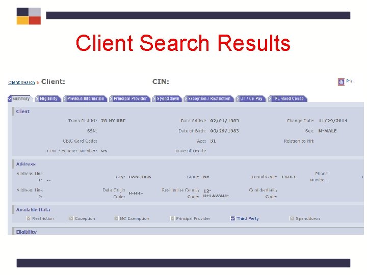 Client Search Results Client Search Results