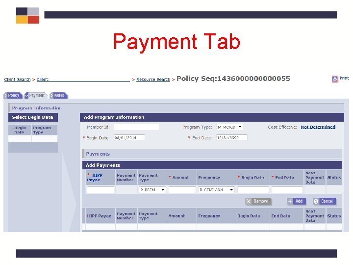 Payment Tab Payment Tab