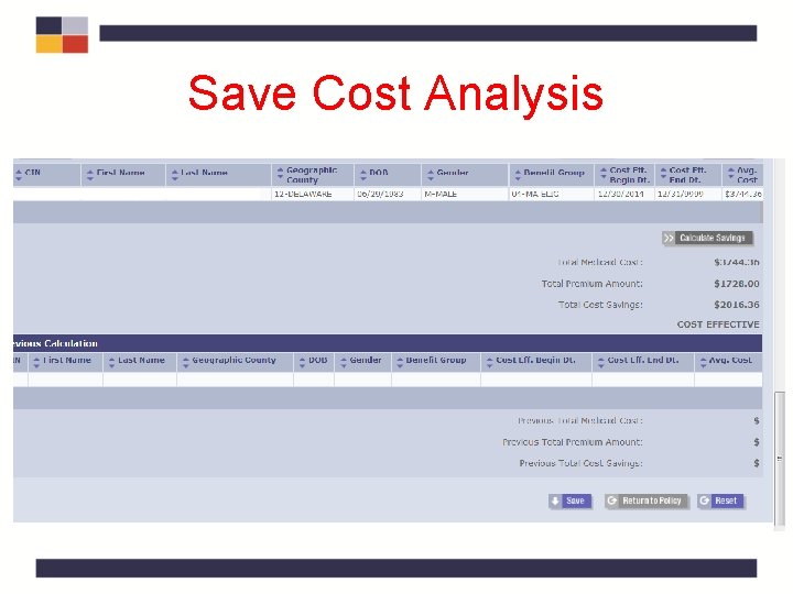 Save Cost Analysis. Save Cost Analysis.