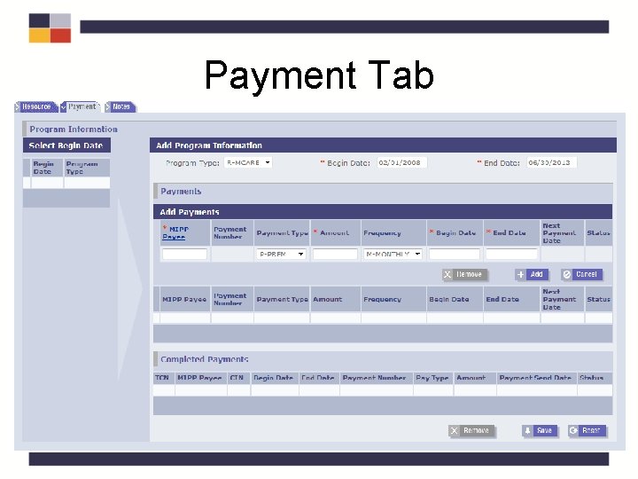 Payment Tab Payment Tab