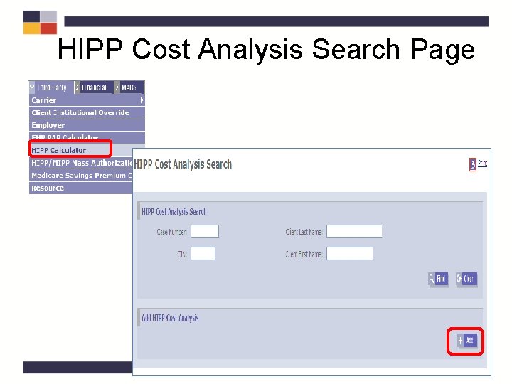 HIPP Cost Analysis Search Page HIPP Cost Analysis Search Page