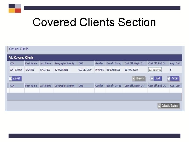 Covered Clients Section Covered Clients Section