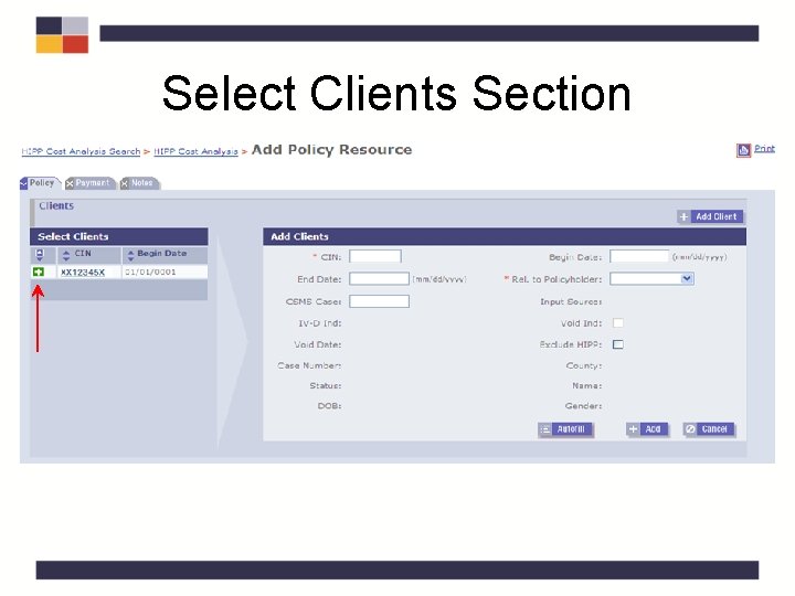 Select Clients Section Select Clients Section