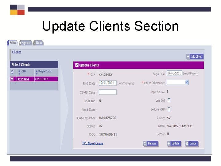 Update Clients Section Update Clients Section