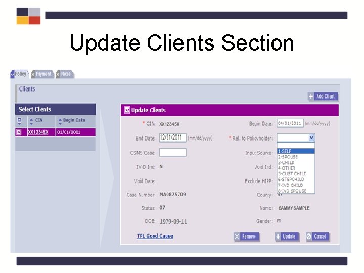Update Clients Section Update Clients Section