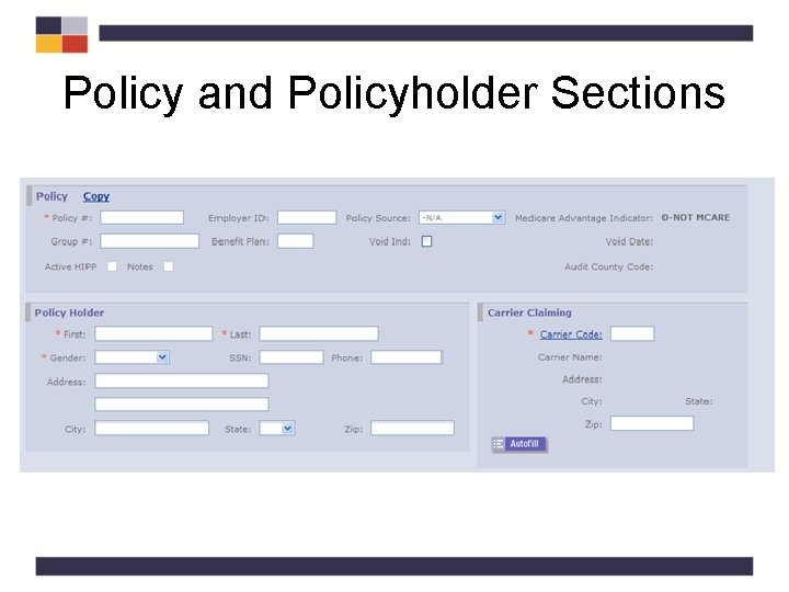 Policy and Policyholder Sections Policy and Policyholder Sections