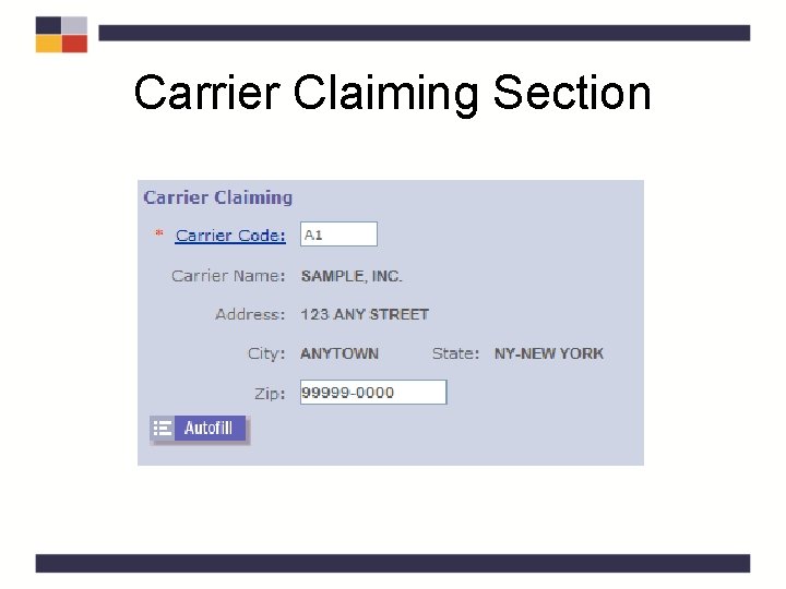 Carrier Claiming Section Carrier Claiming Section