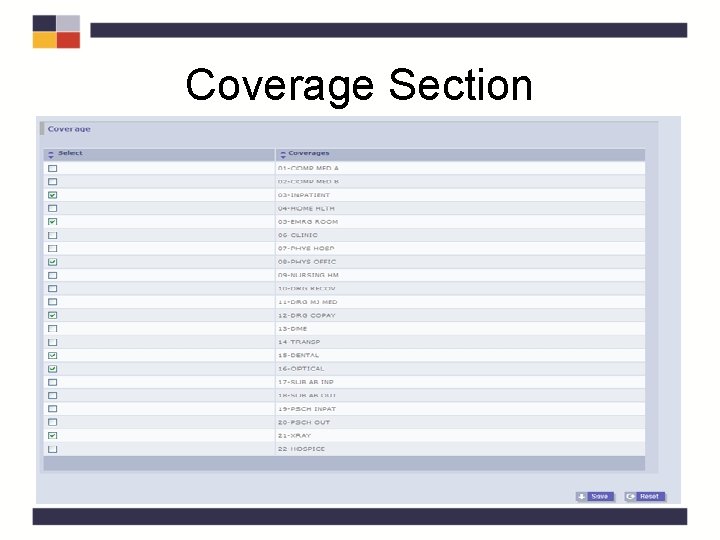 Coverage Section Coverage Section