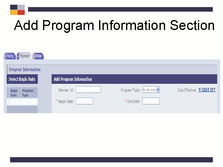 Add Program Information Section Add Program Information Section