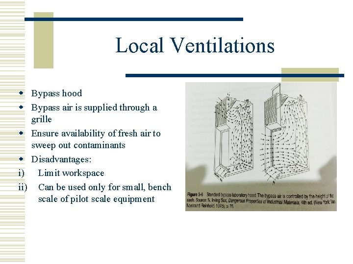 Local Ventilations w Bypass hood w Bypass air is supplied through a grille w