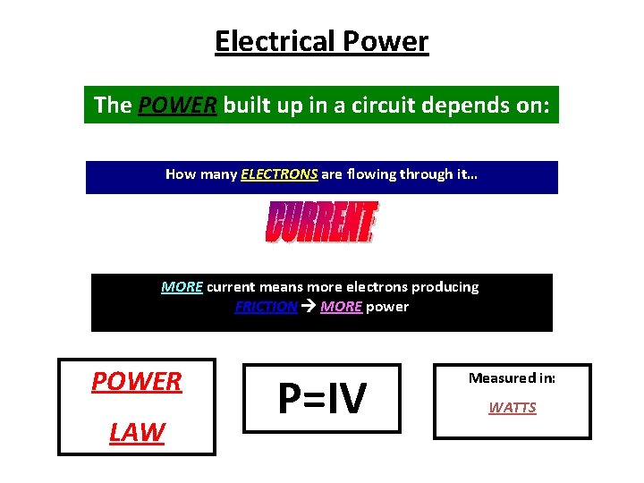 Electrical Power The POWER built up in a circuit depends on: How many much Electrical Power The POWER built up in a circuit depends on: How many much