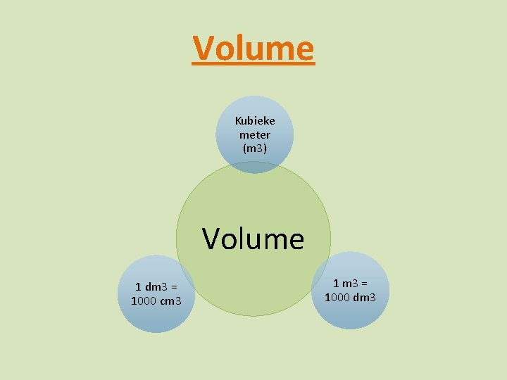 Volume Kubieke meter (m 3) Volume 1 dm 3 = 1000 cm 3 1