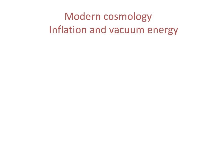 Modern cosmology Inflation and vacuum energy 