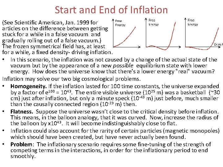 Start and End of Inflation (See Scientific American, Jan. 1999 for articles on the