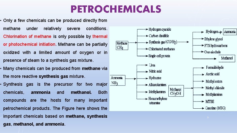 PETROCHEMICALS • Only a few chemicals can be produced directly from methane under relatively