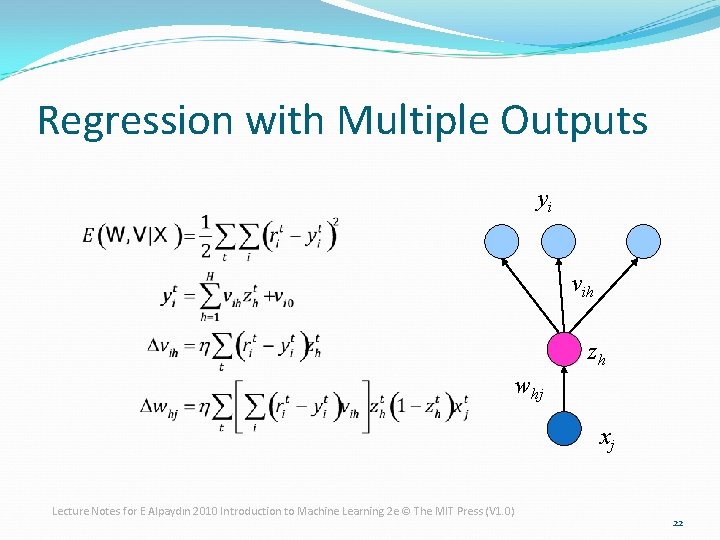 Regression with Multiple Outputs yi vih zh whj xj Lecture Notes for E Alpaydın